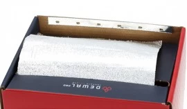 Фольга DEWAL с тиснением в коробке, серебристая, 100м,15 мкм 