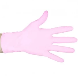 Перчатки нитриловые BENOVY р-р L розовые, 50 пар
