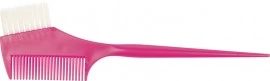 Кисть для окрашивания DEWAL розовая, с расческой белой прямой щетиной, узкая 45мм JPP049-1pink