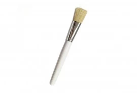 Кисть прямая, косметическая, с натуральной щетиной, белая   деревянная  ручка 38022
